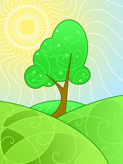 Swirly summer landscape