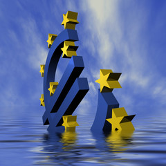 Euro geht im Meer unter - daylight