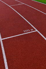 Fototapeta premium Sport grounds concept - Athletics Track Lane Numbers