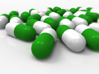 Green capsules, medical, pills, medicine, drugs
