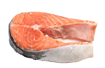 Salmon fillets  on a white background