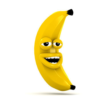 3d Laughing banana has yet to be peeled