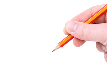 Beim Schreiben / Vorlage / Hand mit Bleistift