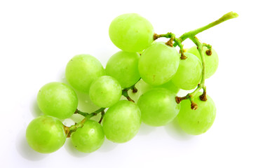 Bunch of green grapes isolated on white