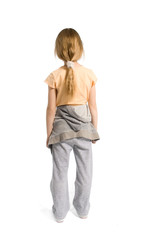 The girl standing a back