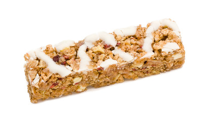 Fruit Cereal Bar On White