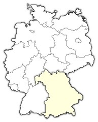 Fototapeta na wymiar Deutschlandkarte, Bayern hervorgehoben