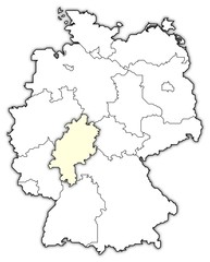 Fototapeta na wymiar Mapa Niemcy, Hesja podświetlone