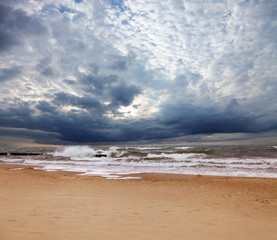 Fototapeta na wymiar Stormy sea in summer day