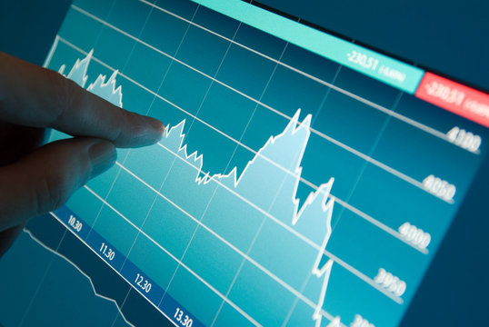 Stock martket graph on monitor