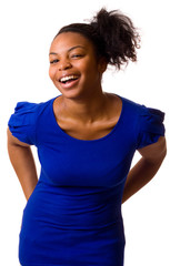 young woman laughing.