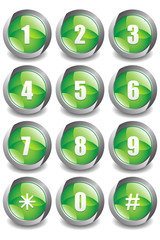 Green Numbers Buttons