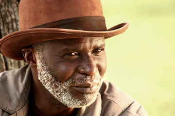 Afro-American Homeless Man Wearing a Hat - 33580410