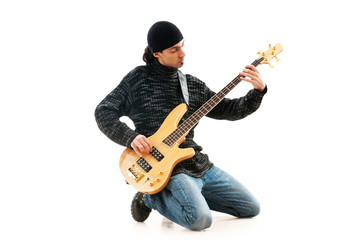 Obraz premium Guitar player isolated on the white background