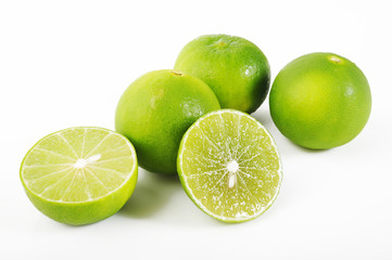 Naklejka na ściany i meble Fresh lime on white