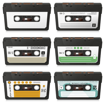 Musikkassetten, Audiokassetten, Tape, Set, Vorlage, Blanko