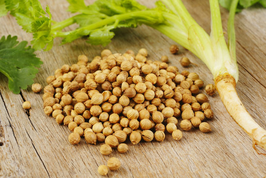 Coriander Seeds And Leaves