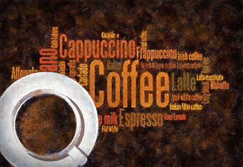 Oil paint draw coffee picture - 33581690