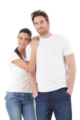 Fototapeta premium Young loving couple smiling