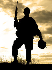 Silhouette of US soldier