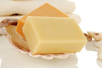 natural soap and towels