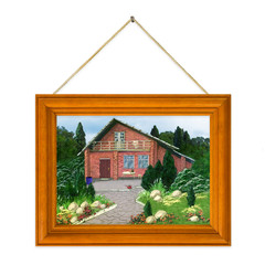 Painted house in frame (my picture)