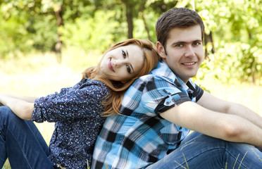 Obraz premium Couple relax at outdoor in summer time.