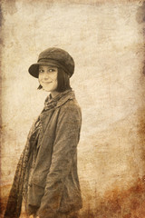 Fashion girl in cap.