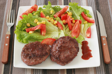 hamburgers with salad
