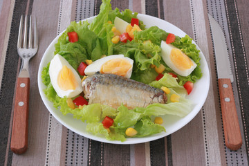 salad with sardines
