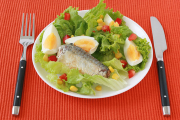 salad with sardines