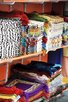 Colorful rugs at the market in Dubai