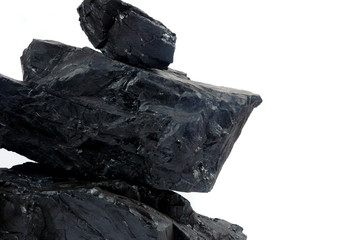 pile lumps of coals