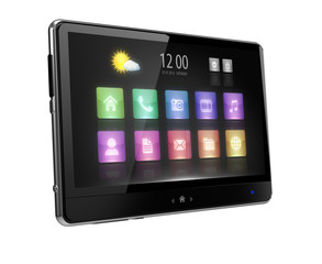 Digital tablet with touch  screen and icons