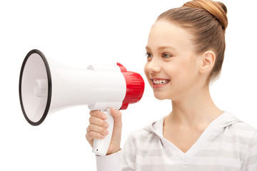 teenage girl with megaphone
