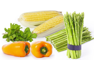 Vegetables on a white background