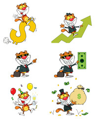 Obraz na płótnie Canvas Tiger Cartoon Characters-Vector Collection
