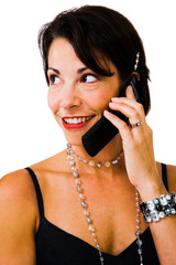 Close-up of a woman talking on mobile