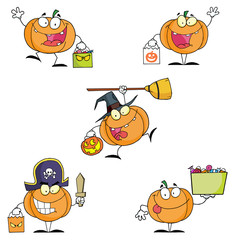 Pumpkin Cartoon Characters-Vector  Collection