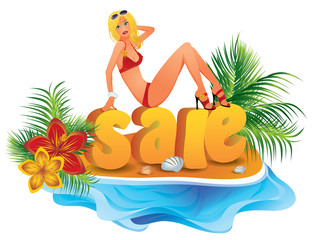 Obraz na płótnie Canvas Summer shopping sale. vector illustration