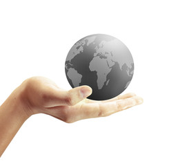 holding a glowing earth globe in his hands