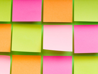 Reminder notes on the bright colorful paper