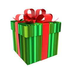 beautiful gift box with a bow and ribbons cranes