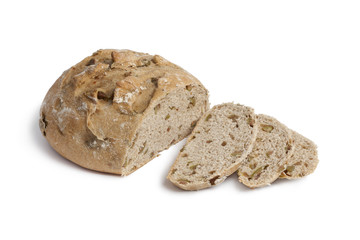 Fresh olive bread and slices