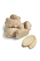 Fresh ginger root and slices