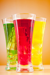 Colourful cocktail in glasses