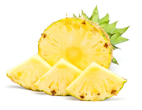 Fresh slice pineapple on white background