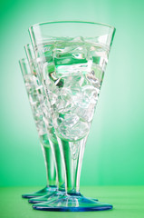 Water in the glass against gradient background