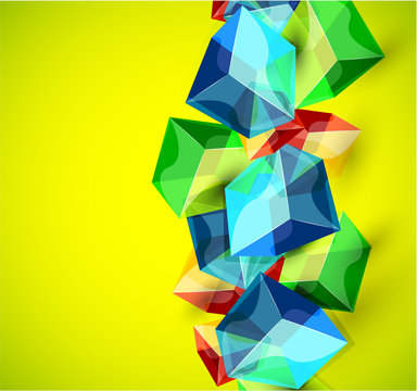 Vector shiny transparent glass cube background