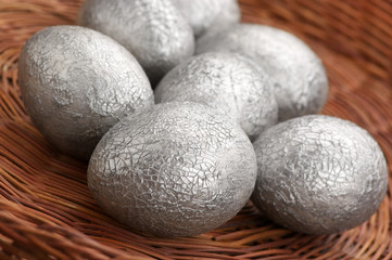 Silver Easter eggs
